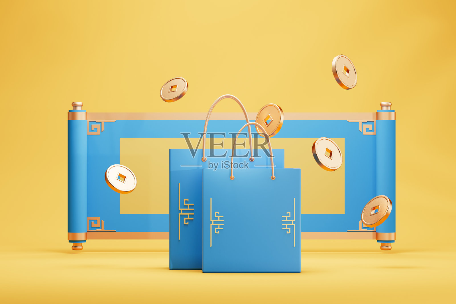 3d渲染中国式购物照片摄影图片