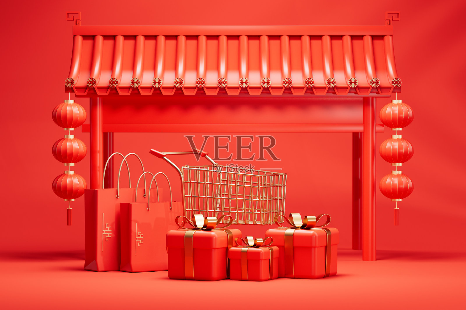 3d渲染中国式购物照片摄影图片