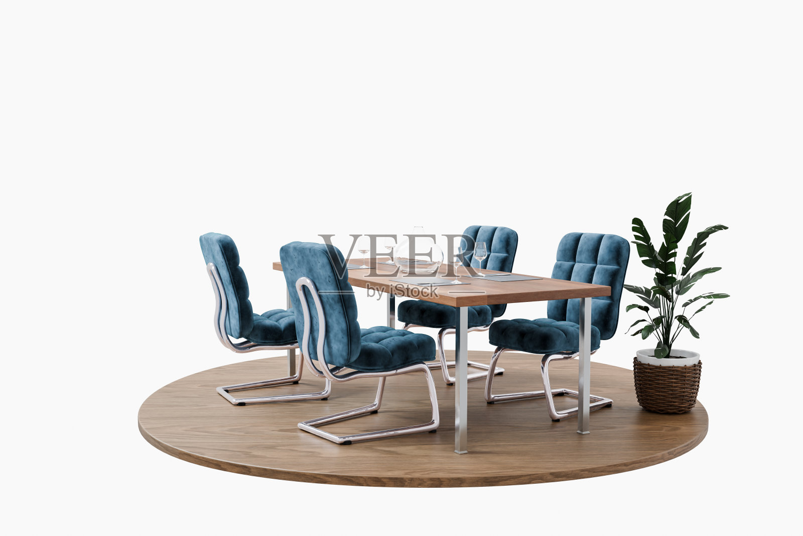 餐厅室内设计孤立于木豆荚和无限背景;三维渲染照片摄影图片