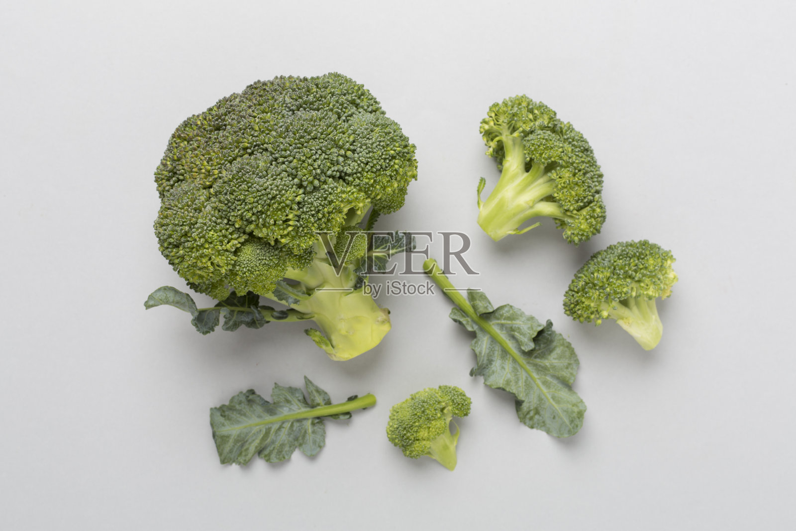 在彩色背景上放上新鲜的西兰花照片摄影图片