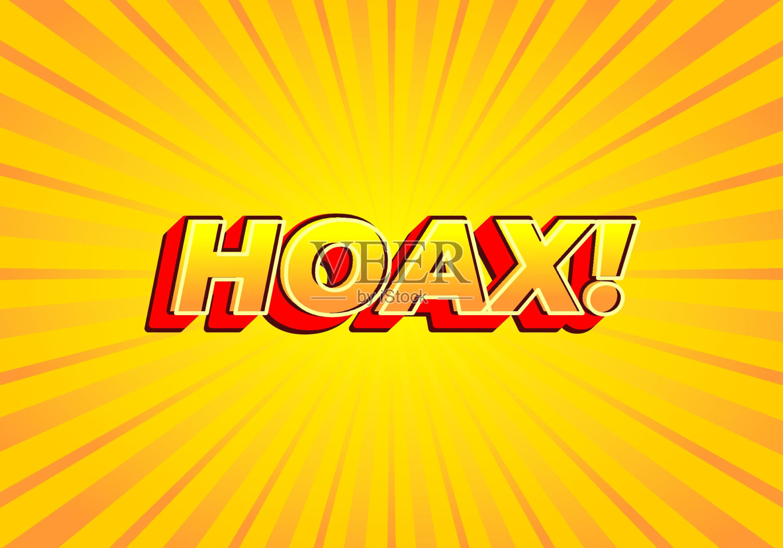 骗局!文字效果在现代的外观，明亮的黄红色的颜色插画图片素材