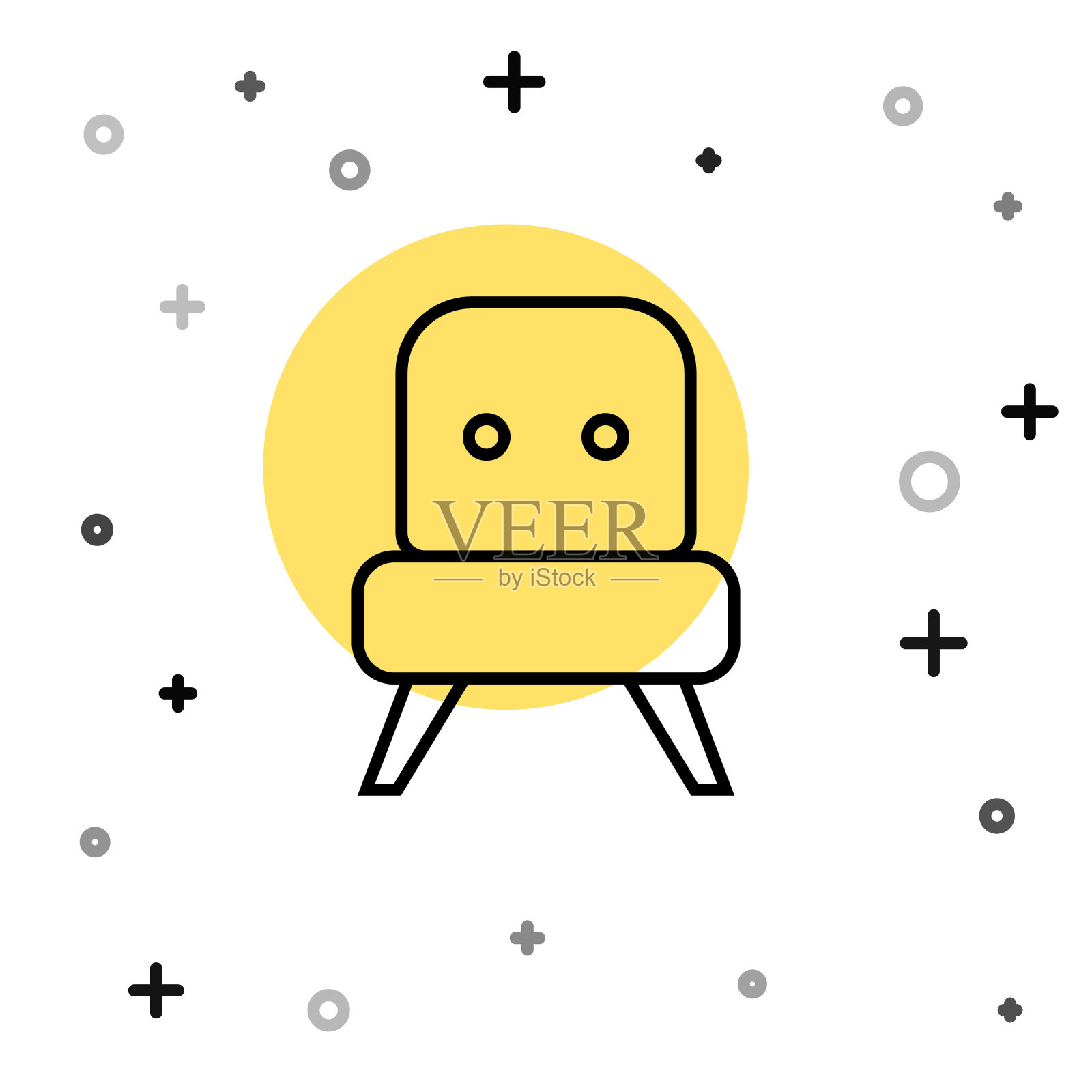 黑线扶手椅图标孤立在白色背景。随机动态形状。向量插画图片素材