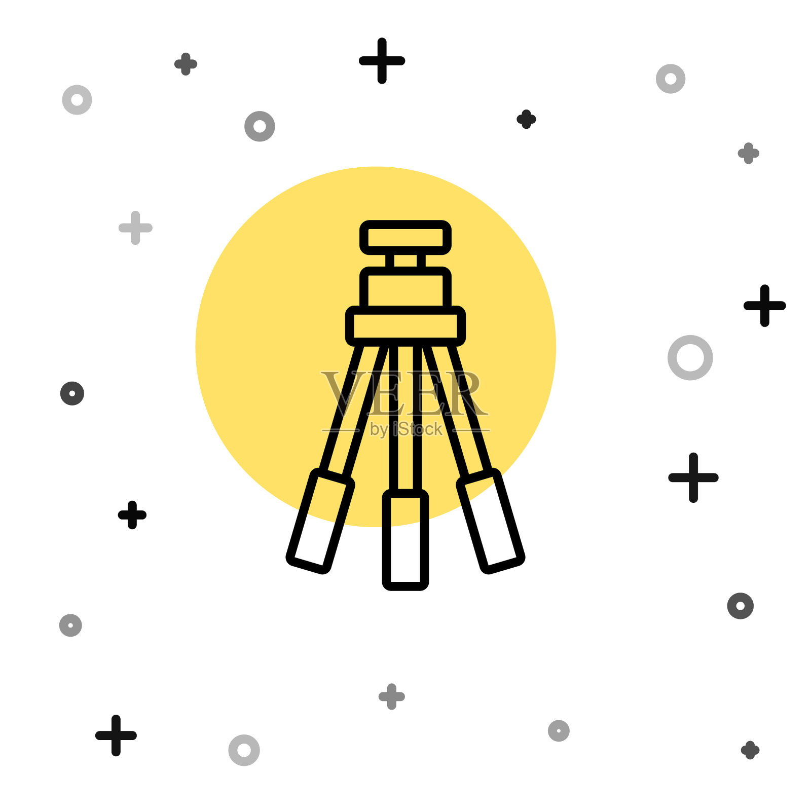 黑线三脚架图标孤立在白色背景。随机动态形状。向量插画图片素材