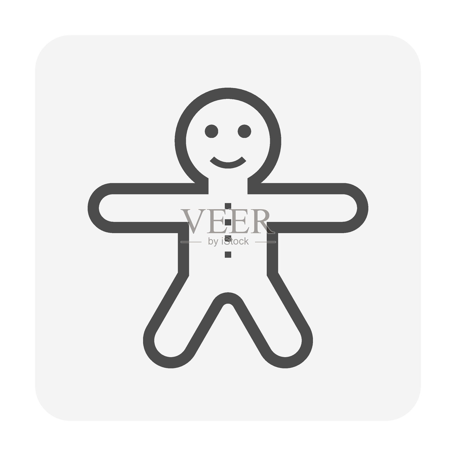 姜饼人饼干矢量图标。插画图片素材