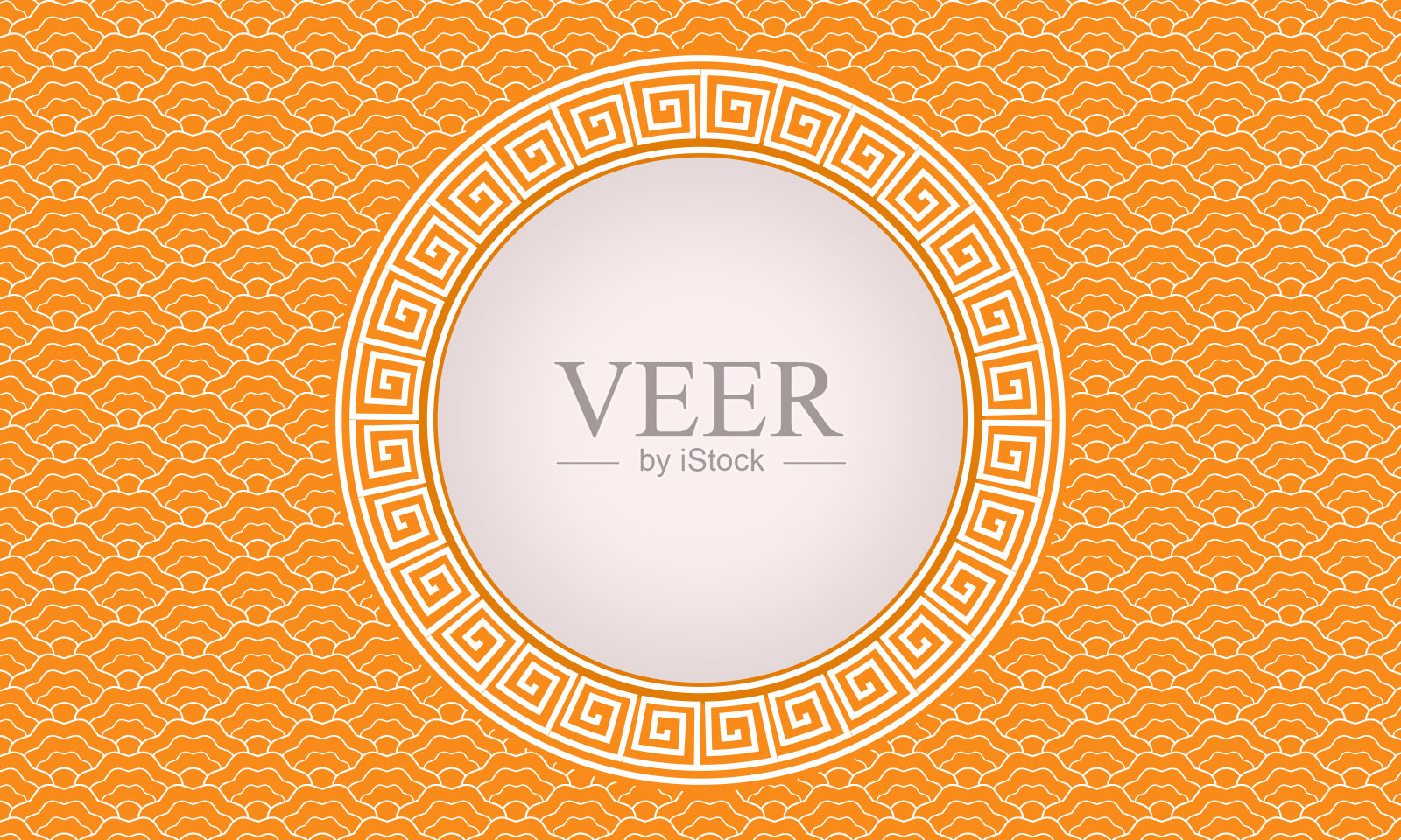 圆形框架和日本图案背景与复制空间-橙色插画图片素材