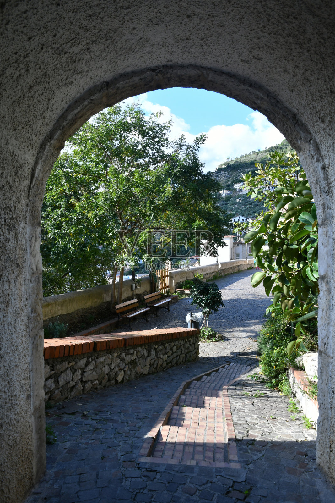 意大利拉齐奥的Monte San Biagio村。照片摄影图片