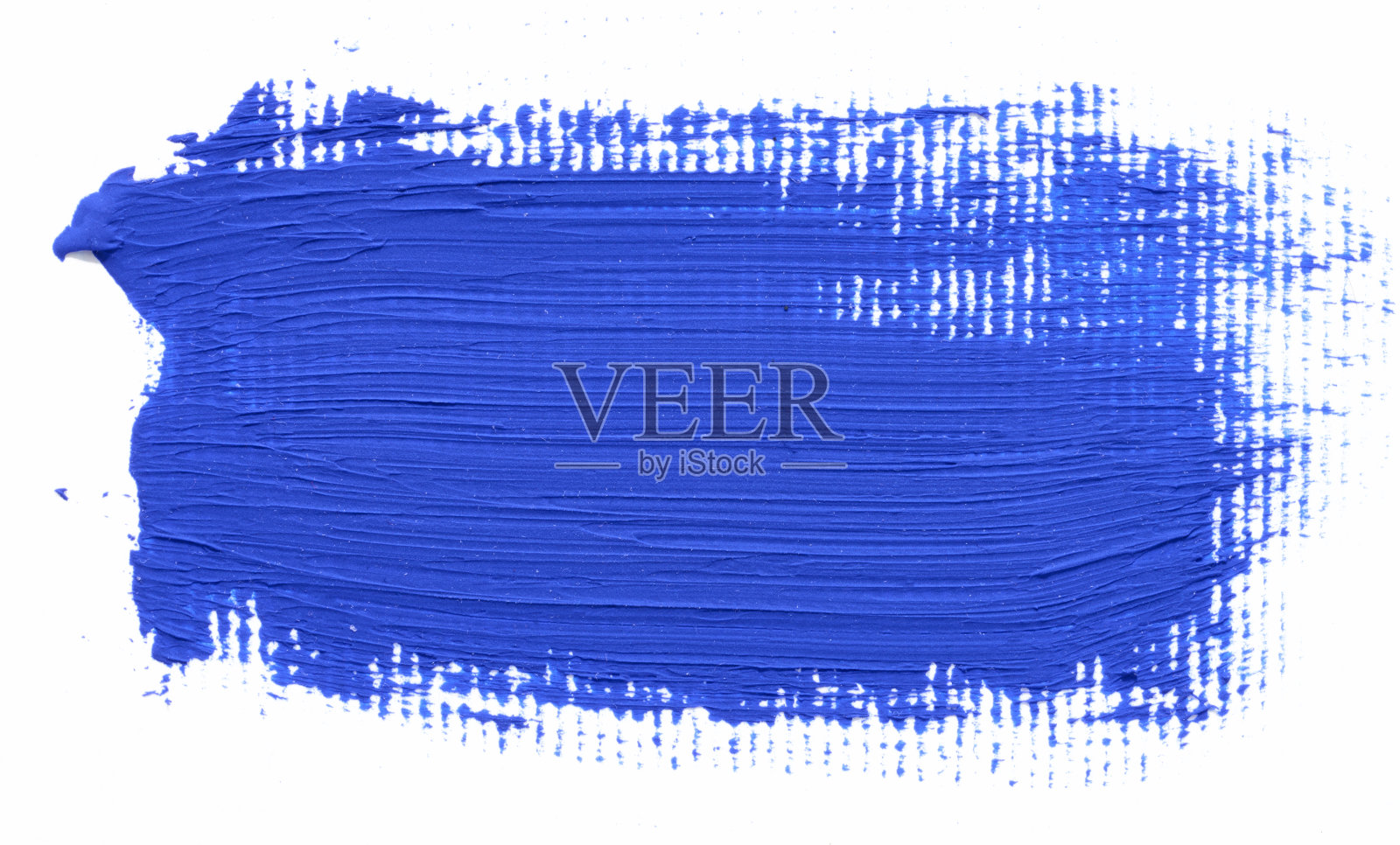 在一张白纸上用蓝色丙烯酸颜料画出的一笔照片摄影图片