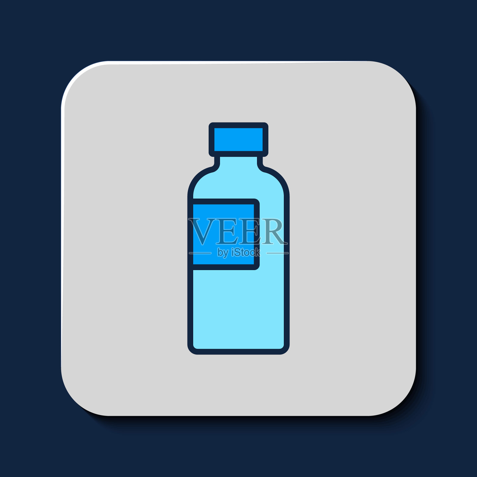 填充轮廓健身震动图标孤立的蓝色背景。带盖子的运动摇瓶，用于水和蛋白质鸡尾酒。向量插画图片素材