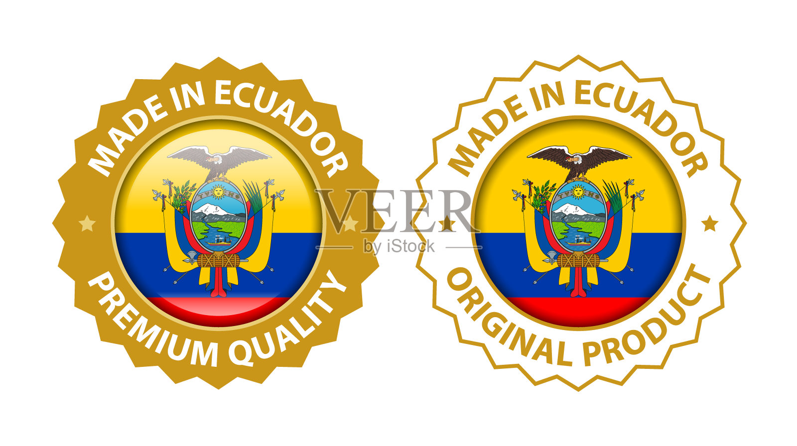 厄瓜多尔制造。矢量优质和原始产品邮票。光滑的图标与国旗。封模板插画图片素材