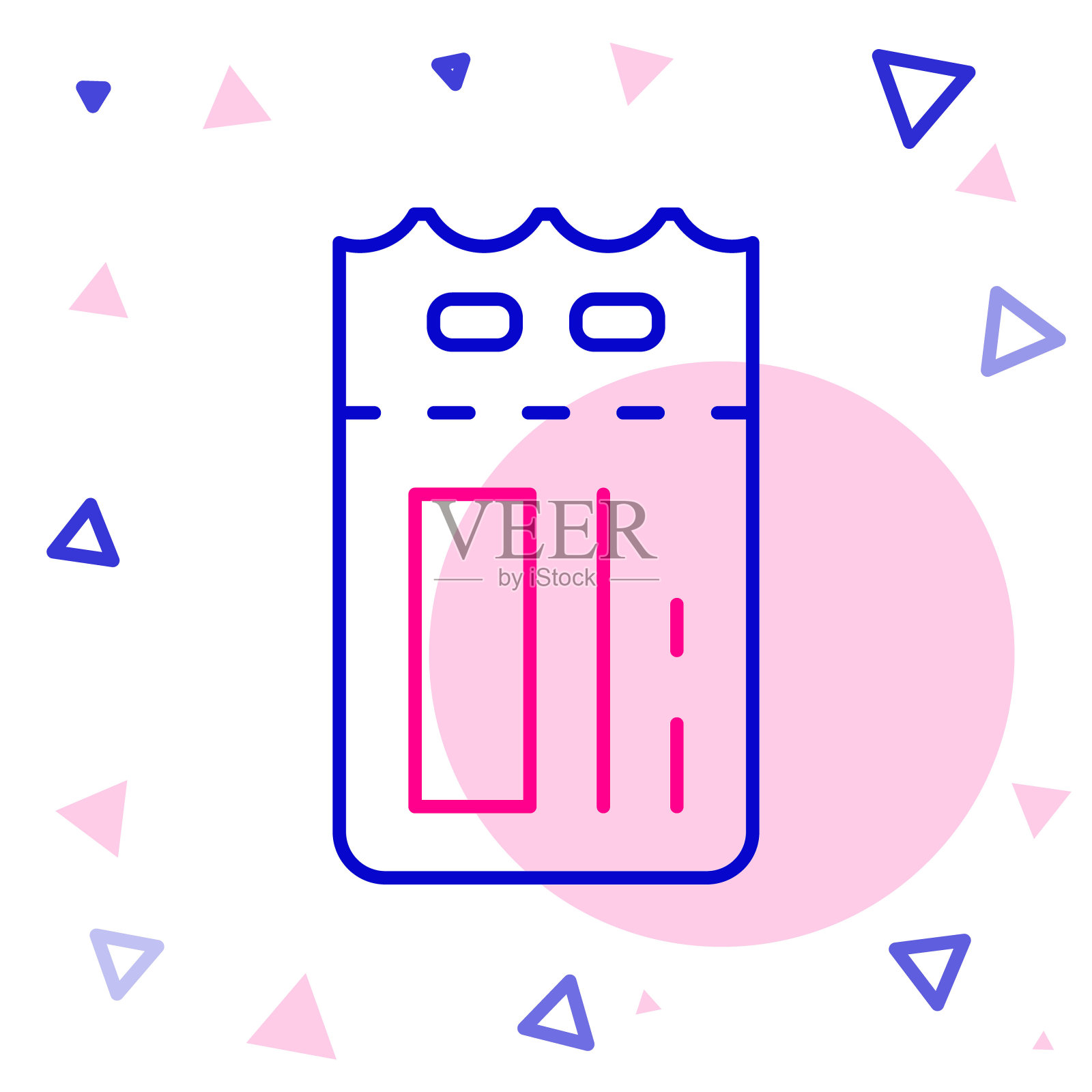 线电影院门票图标孤立的白色背景。色彩缤纷的轮廓概念。向量插画图片素材