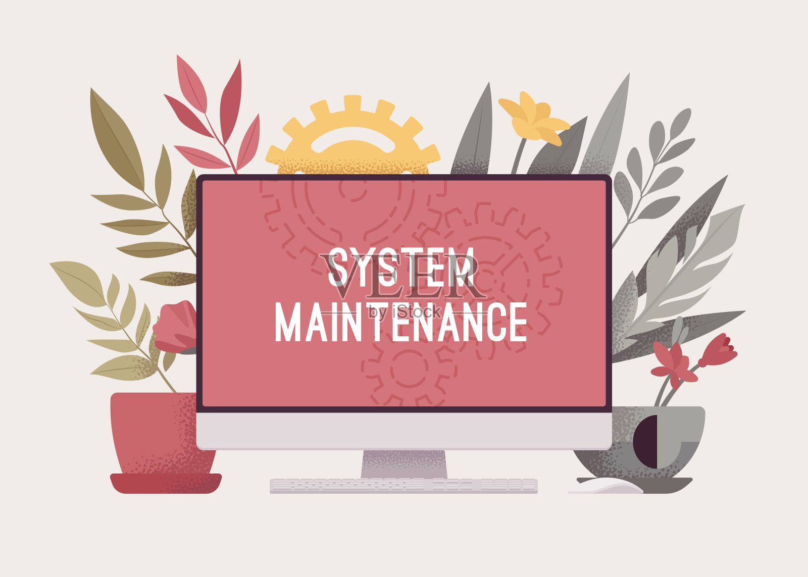 系统维护通知消息在PC单块插画图片素材