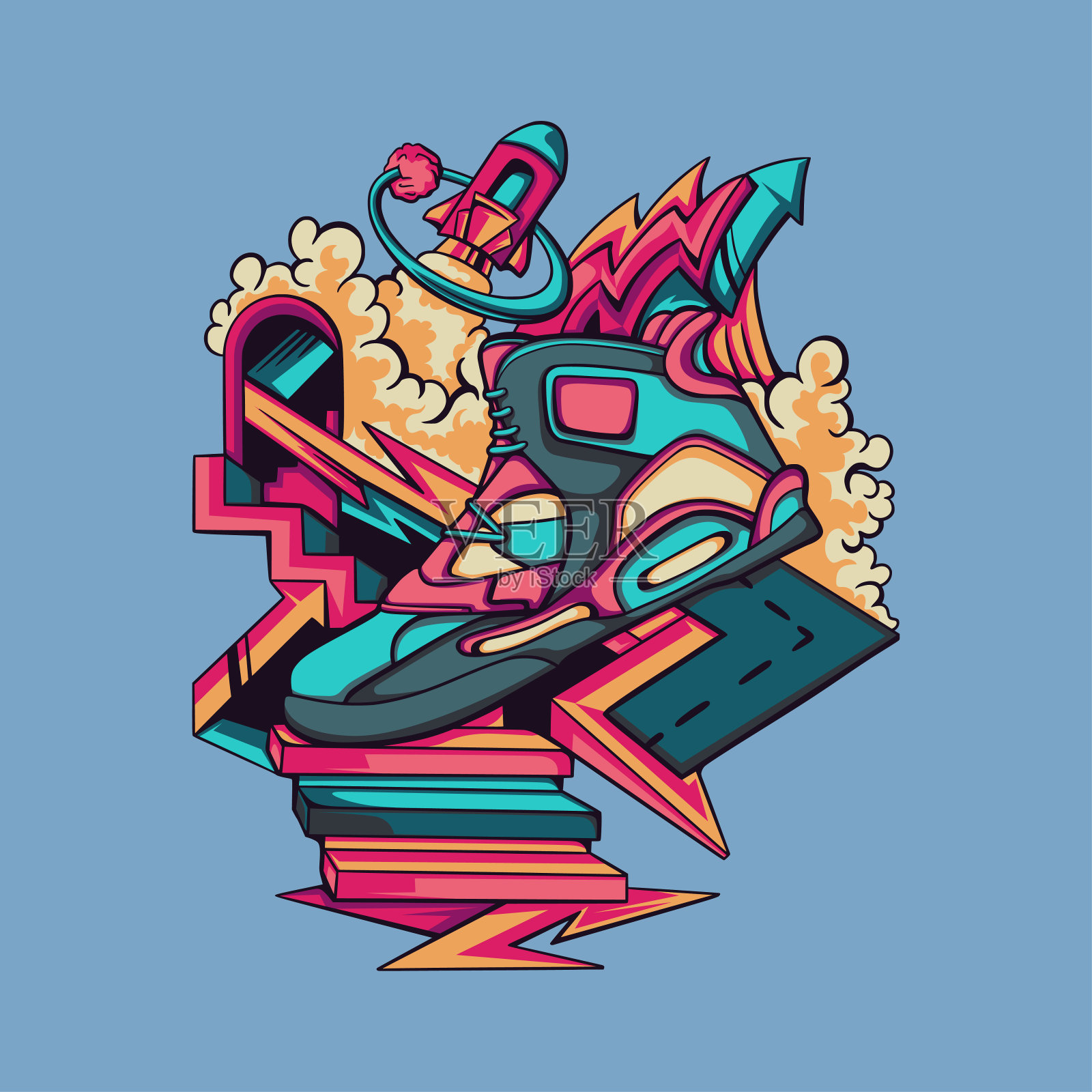 通往太空之门的鞋子插画图片素材