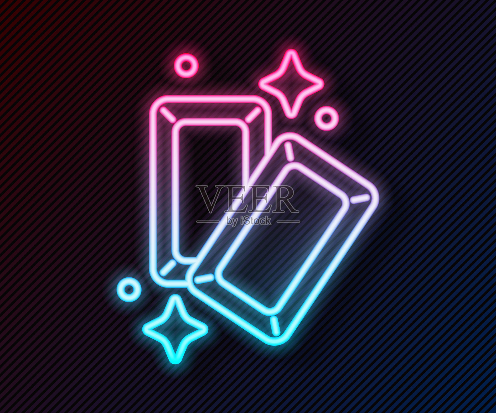 发光的霓虹灯线金条图标孤立的黑色背景。银行经营理念。向量插画图片素材