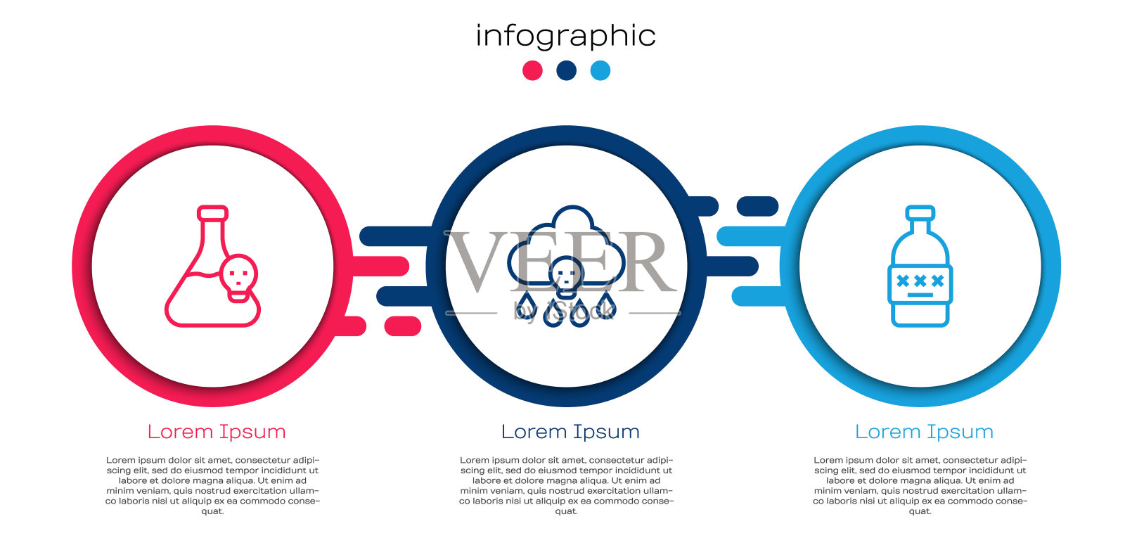 设置线烧杯有毒液体，酸雨和有毒酒精。业务信息图表模板。向量插画图片素材