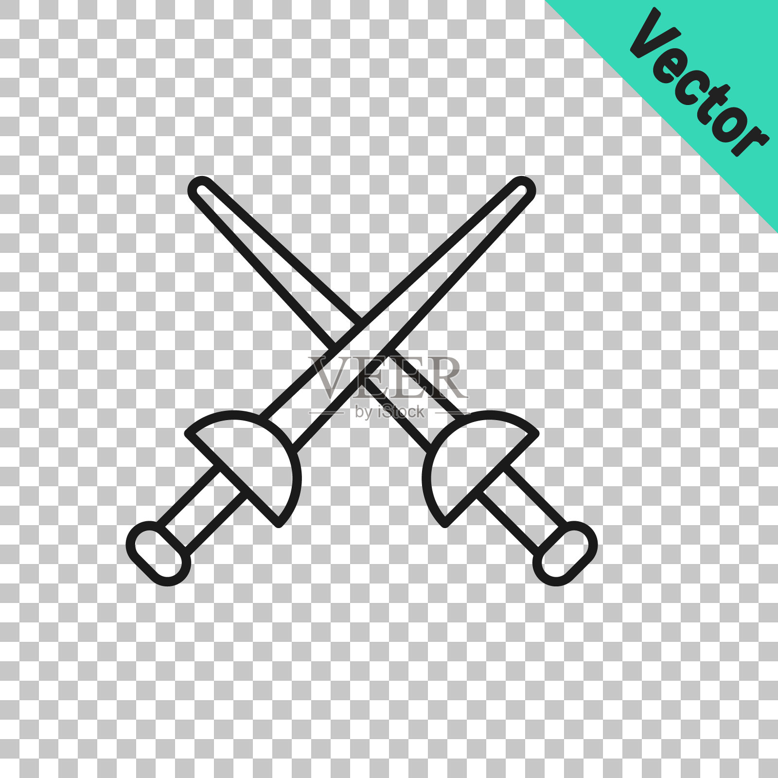 黑线围栏图标隔离在透明的背景。运动设备。向量插画图片素材