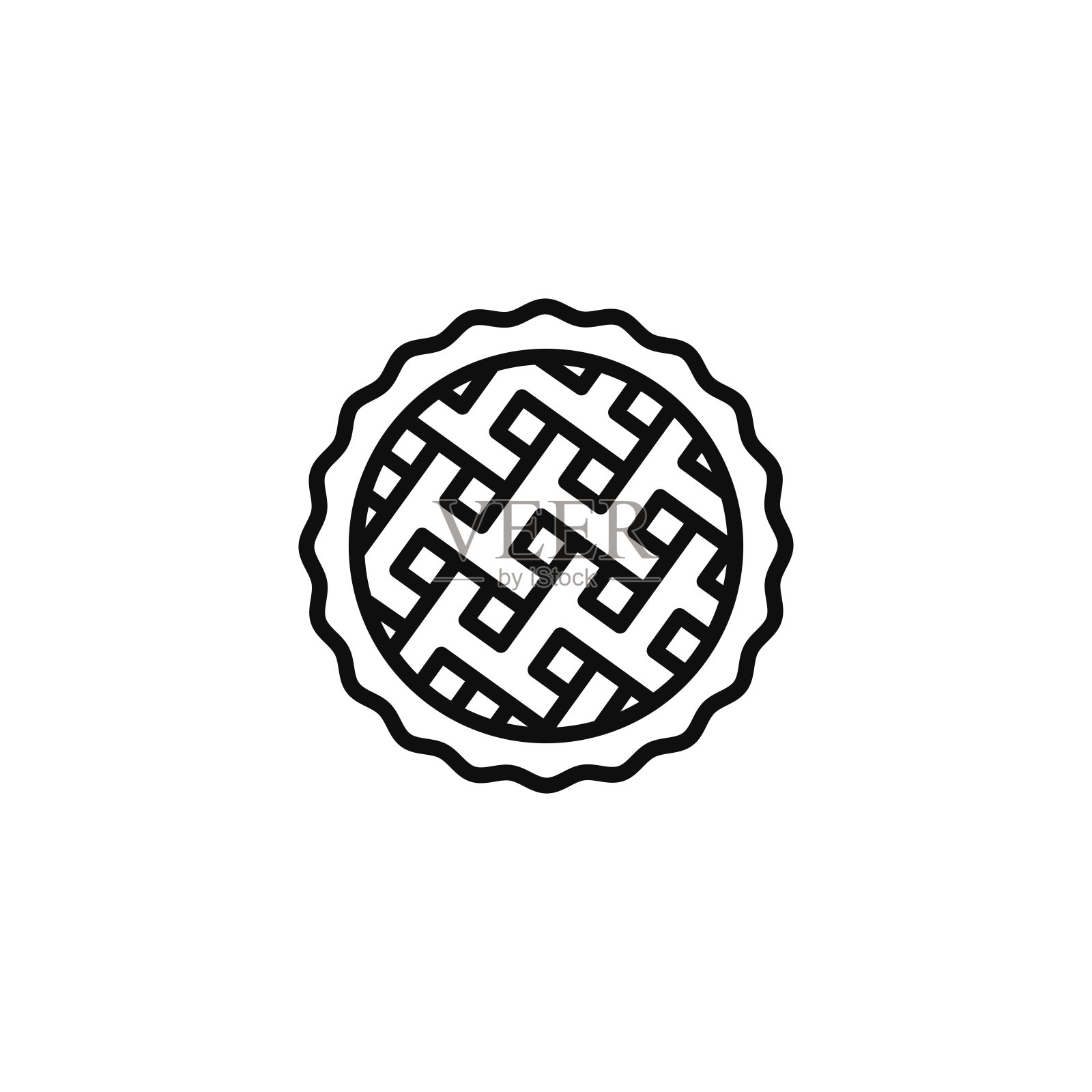 苹果派线图标孤立的白色背景插画图片素材