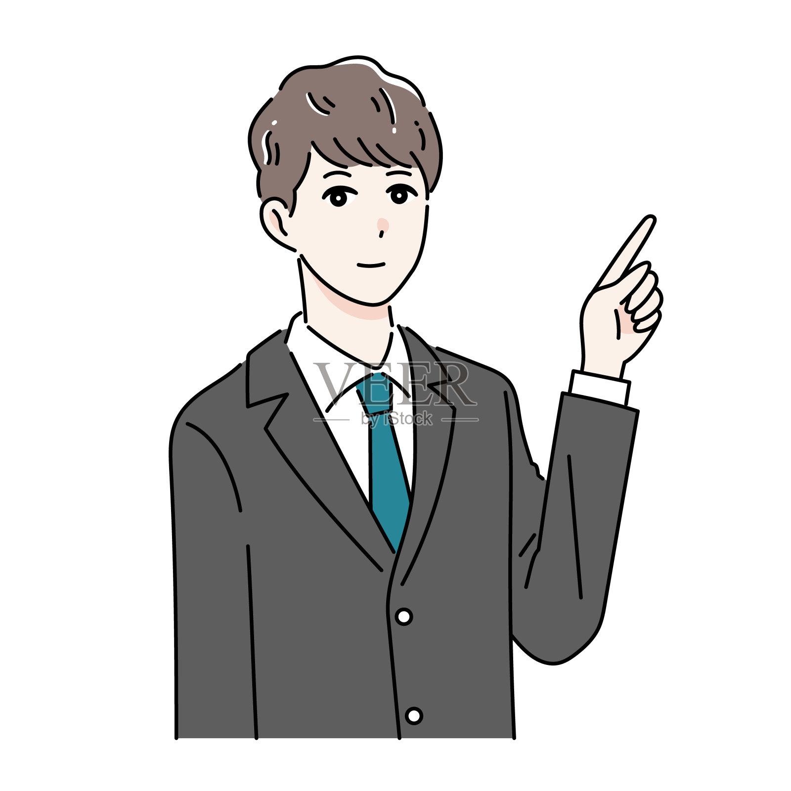 一个商务人士指着并介绍他的手指的插图插画图片素材