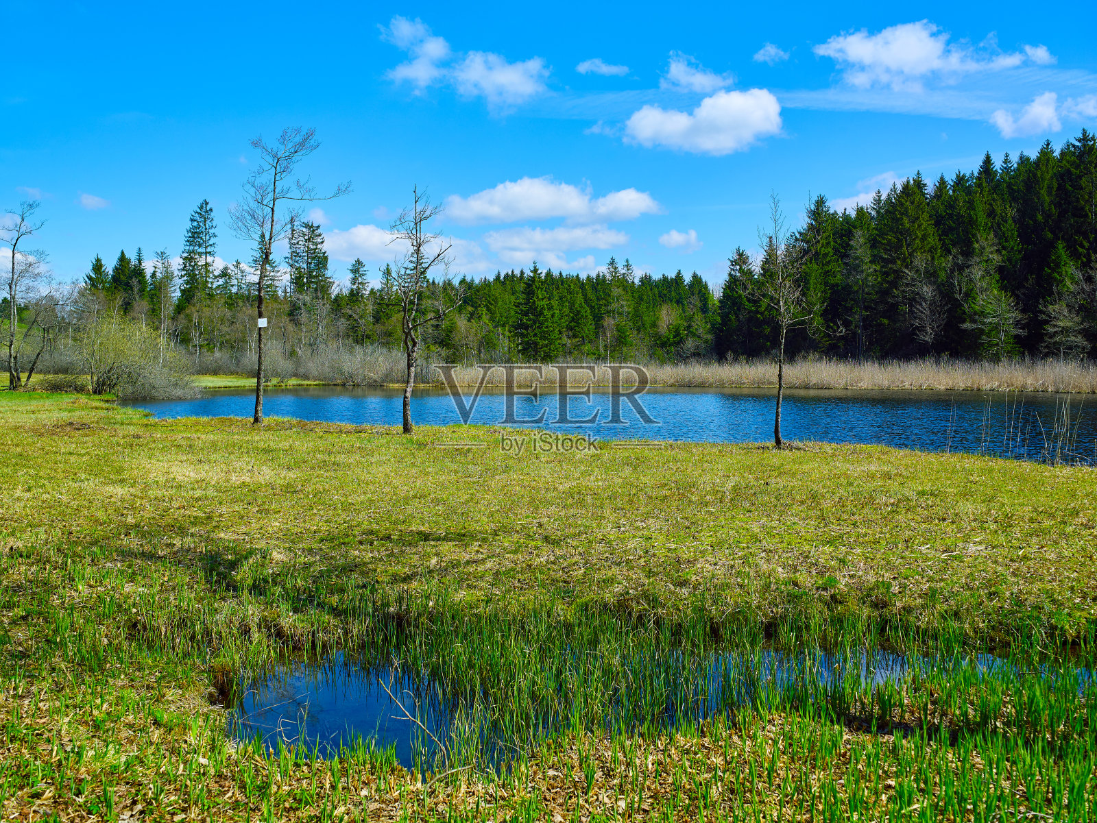 美丽的Egelsee湖，位于上奥地利州的昂特拉赫河畔照片摄影图片