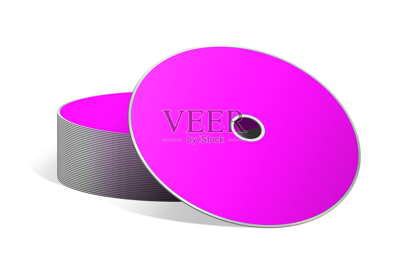 CD或DVD空白模板洋红色的演示布局和设计。光栅插图。插画图片素材