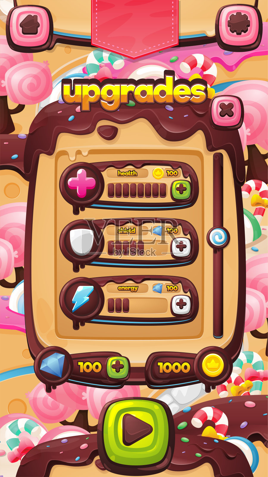 糖果乐园视频游戏用户界面插画图片素材