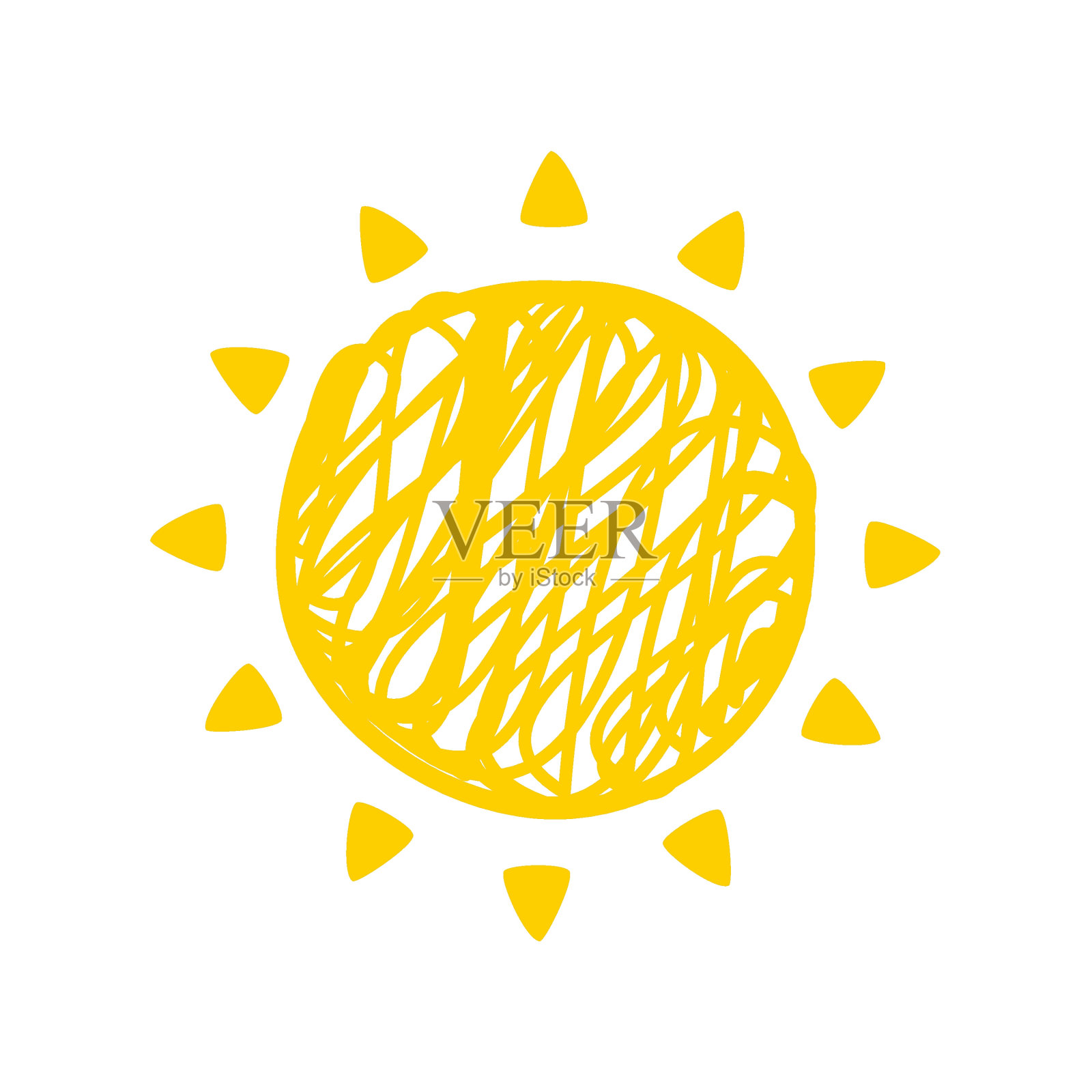 简单的手绘卡通太阳。儿童早晨天气装饰元素插画图片素材