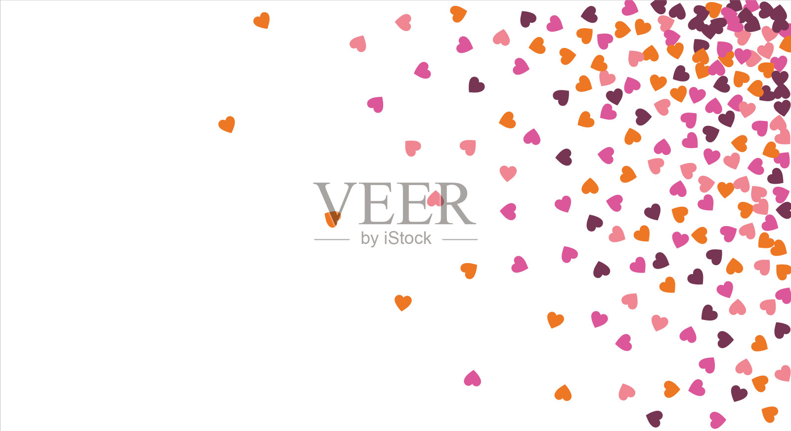 矢量边缘，丝带，从心的边界。手绘浪漫图案。情人节。旗帜模板。矢量插图。插画图片素材