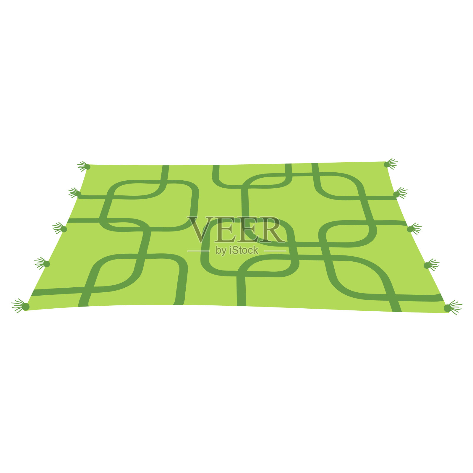 地毯铺设在地板上几何方形装饰温暖的棉织物地毯。地板、地板覆盖物插画图片素材