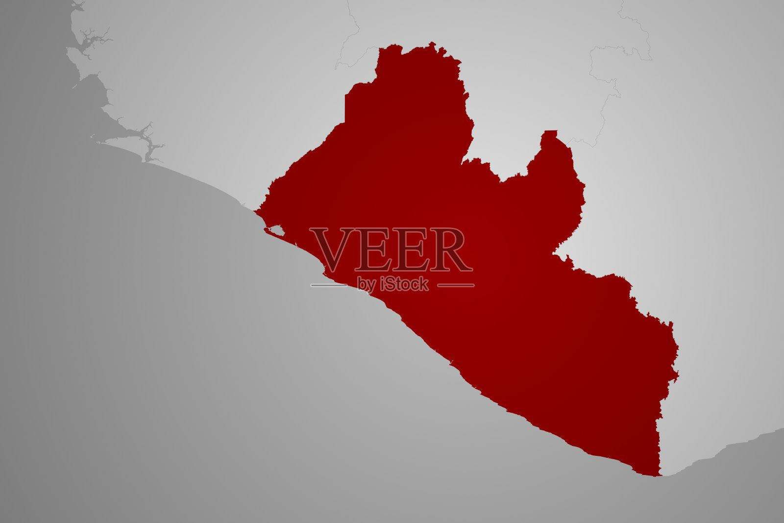 非洲地图系列与利比里亚，白色插画图片素材