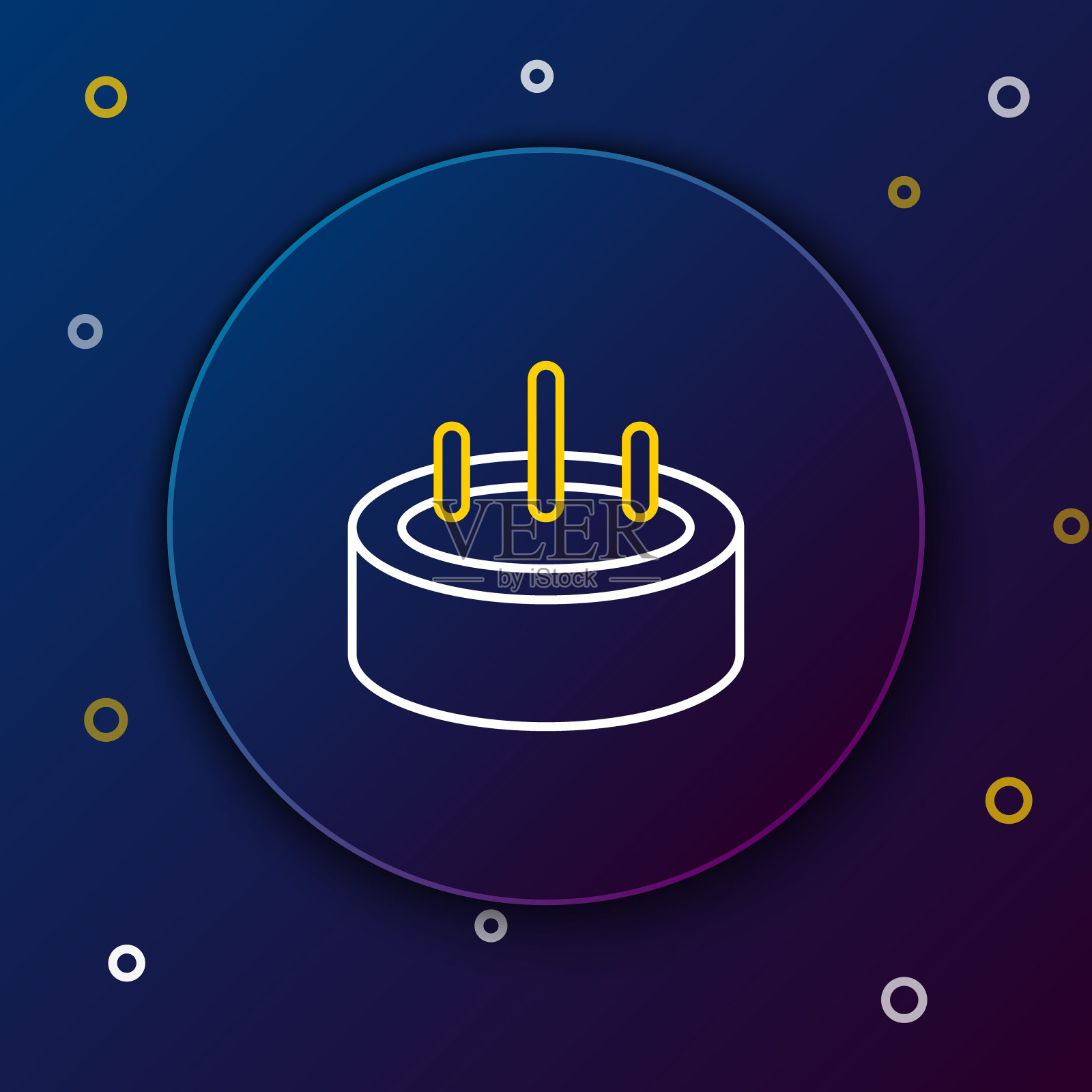 线游泳池与梯子图标隔离在蓝色背景。色彩缤纷的轮廓概念。向量插画图片素材