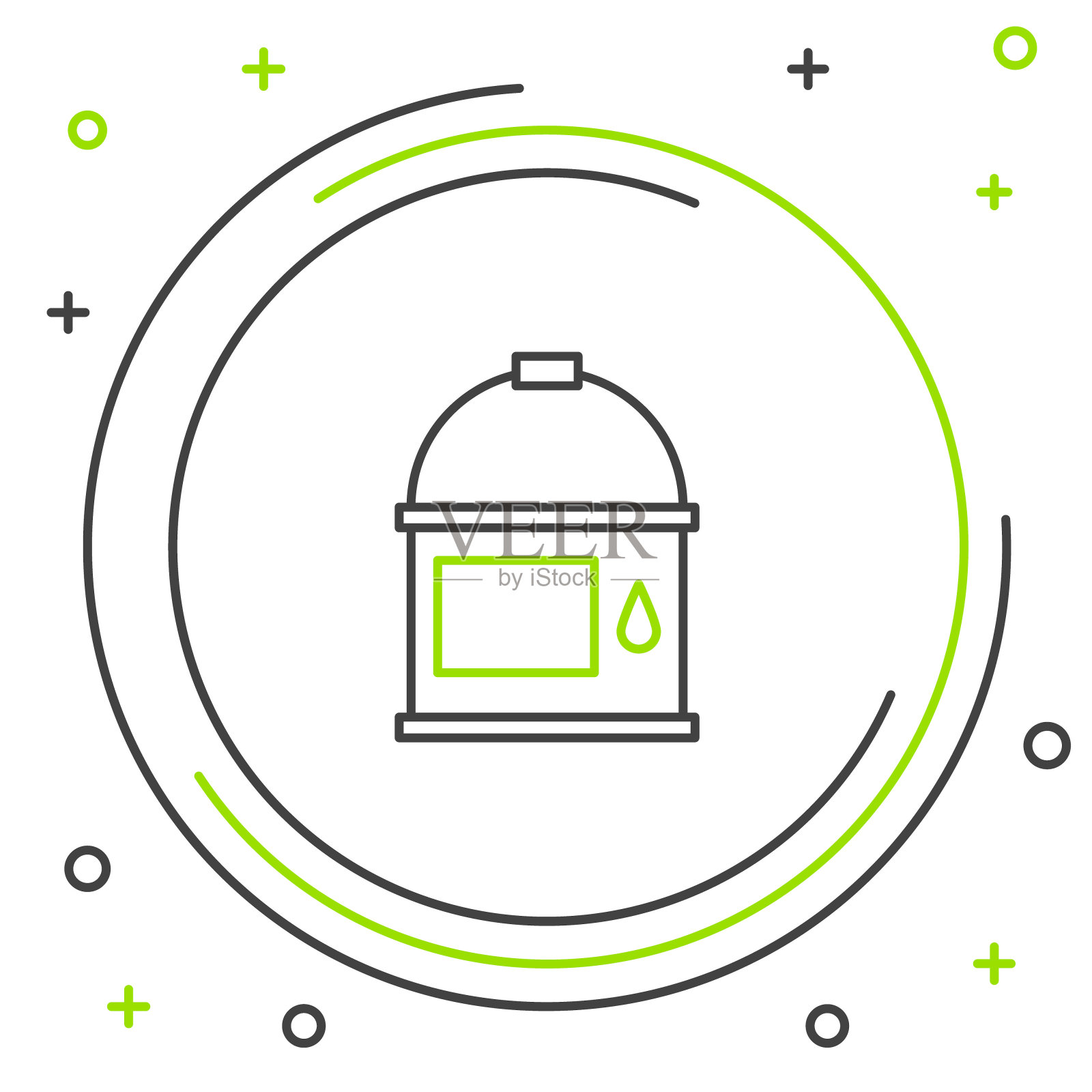 线条油漆桶图标孤立的白色背景。色彩缤纷的轮廓概念。向量插画图片素材