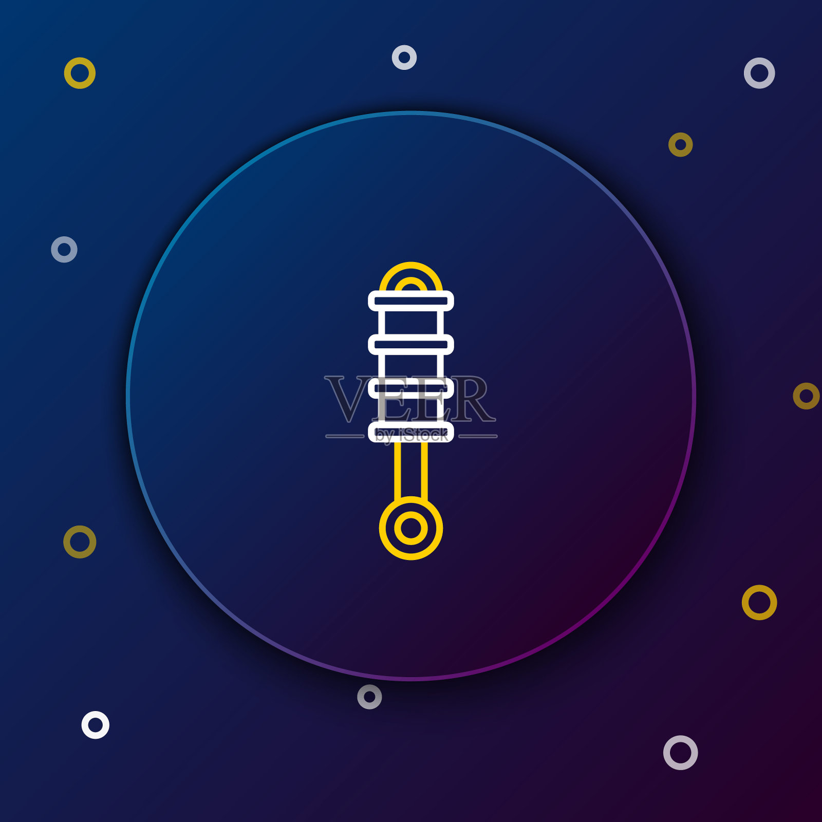 线减震器图标隔离在蓝色背景。色彩缤纷的轮廓概念。向量插画图片素材