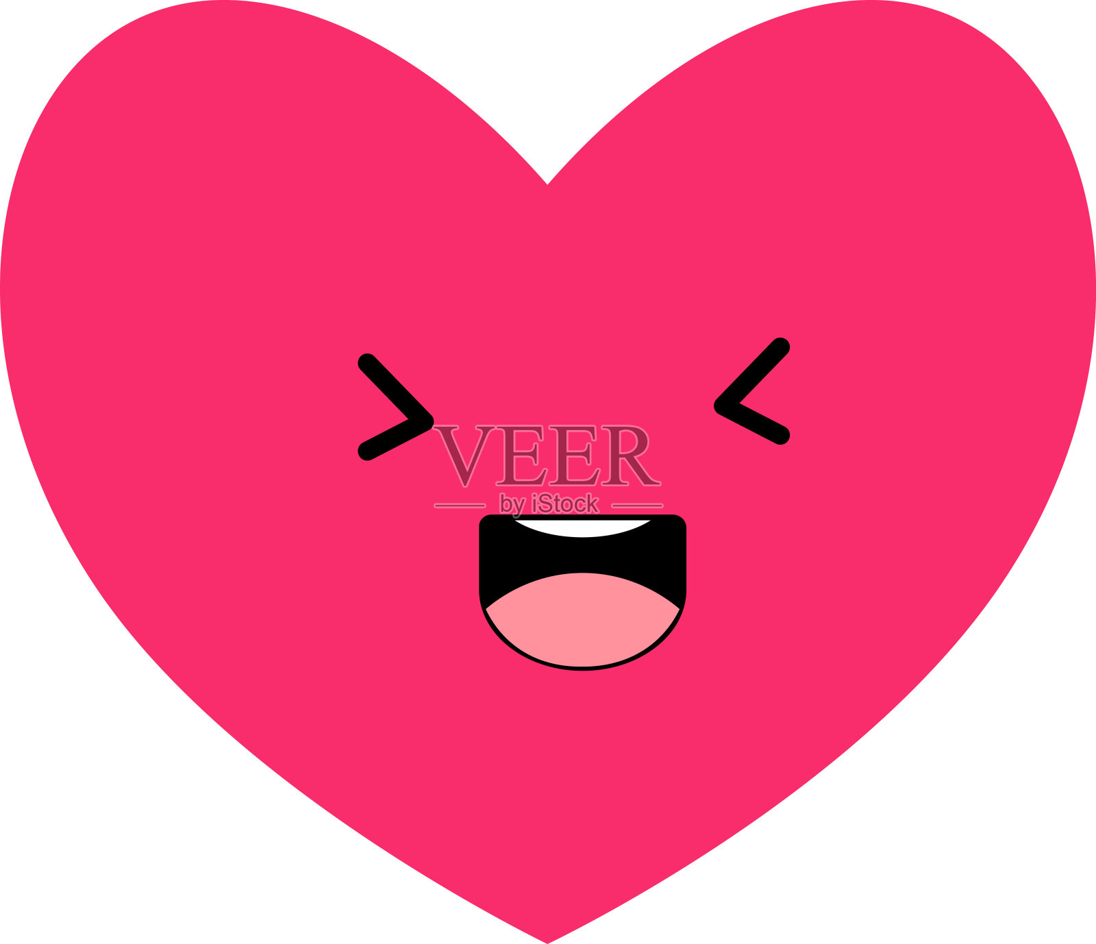 心，爱，浪漫或情人节的红色矢量图标与卡哇伊表情符号的应用程序和网站插画图片素材