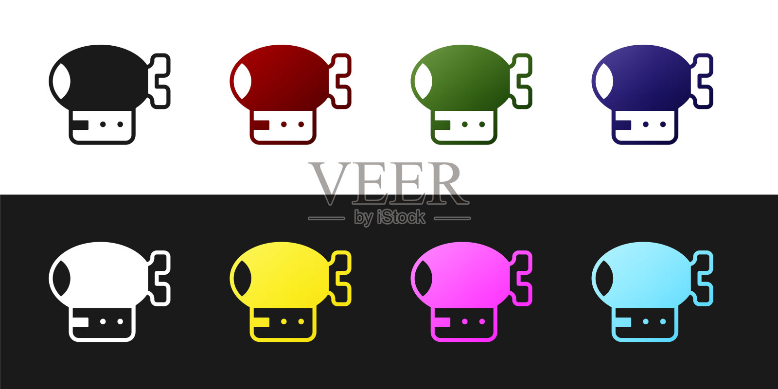 设置飞艇图标孤立的黑色和白色背景。向量插画图片素材