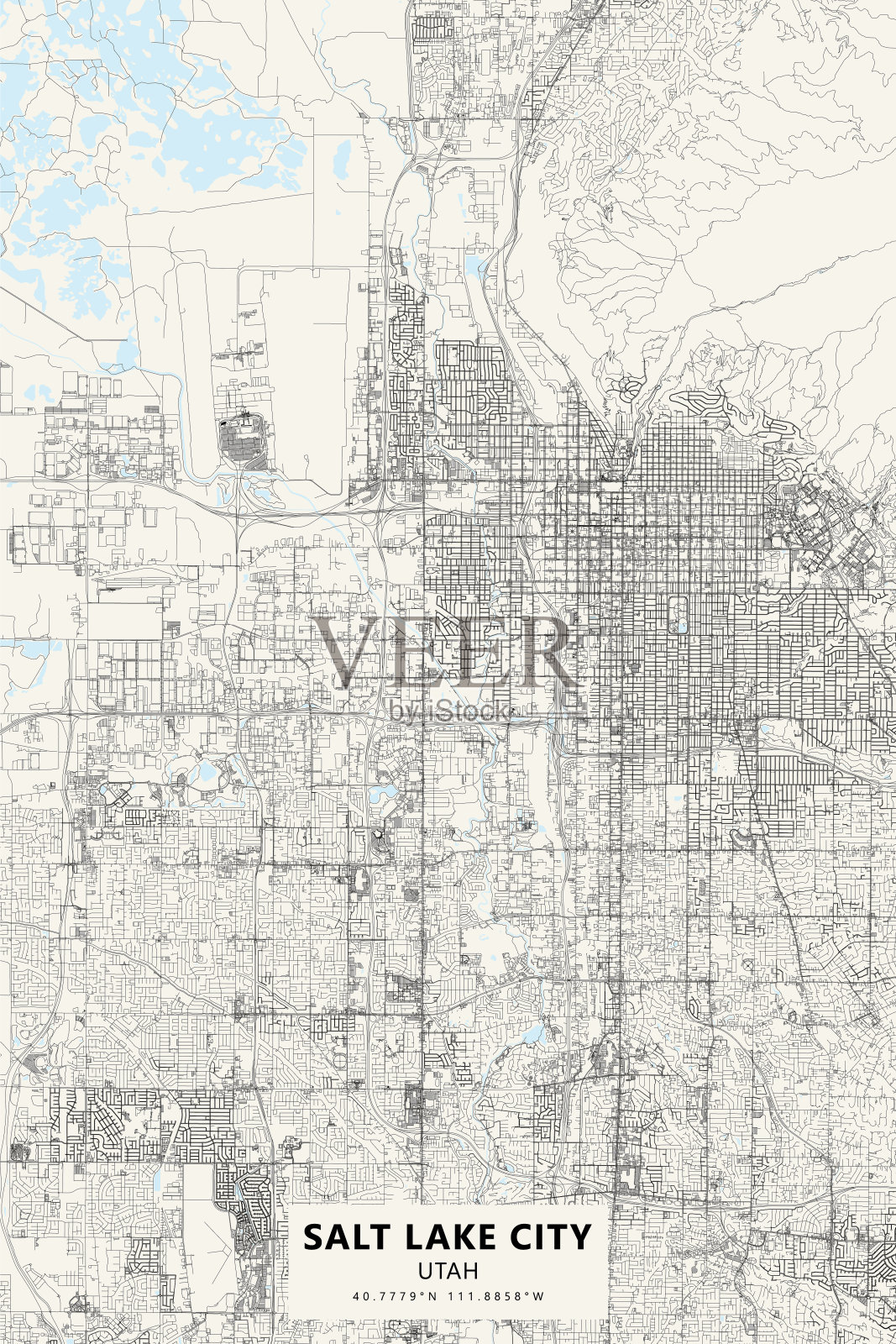 盐湖城，犹他州，美国矢量地图插画图片素材