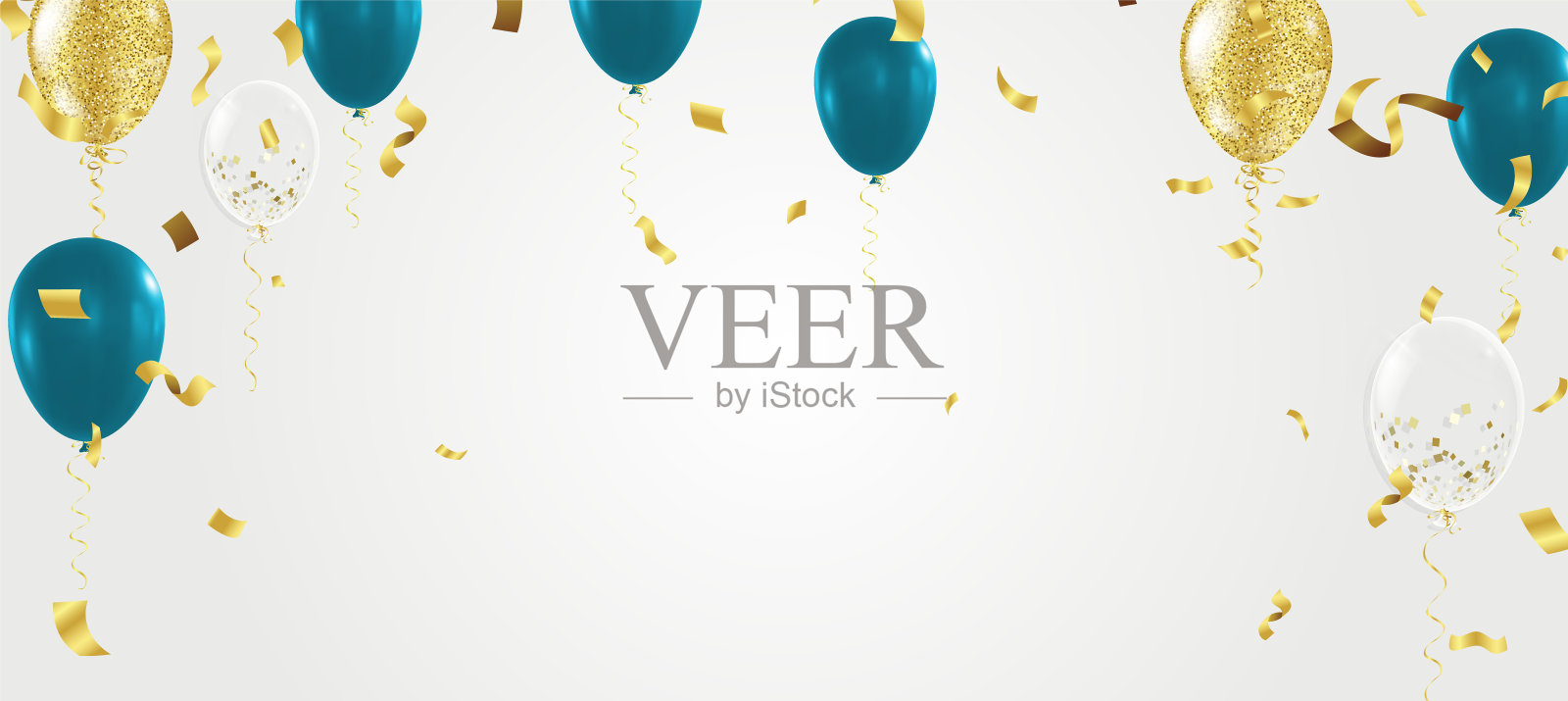 生日快乐的排版矢量设计贺卡和海报与绿色的金色气球插画图片素材