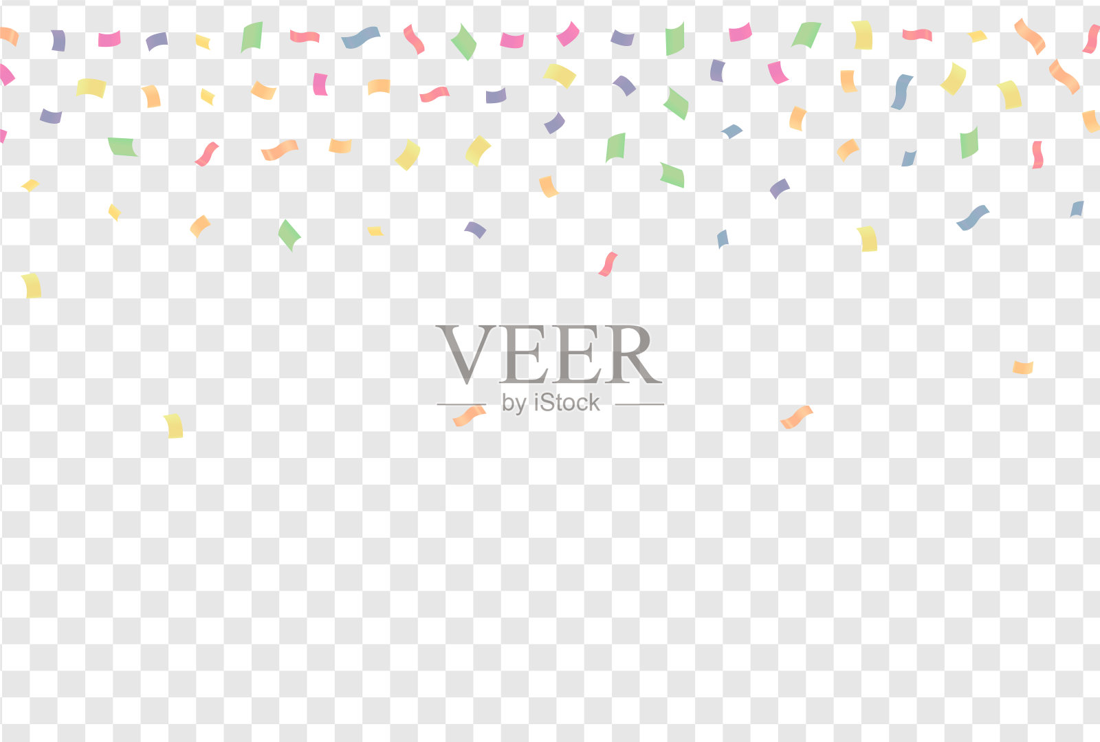 透明背景上的彩色纸屑。节日的背景。矢量插图。插画图片素材