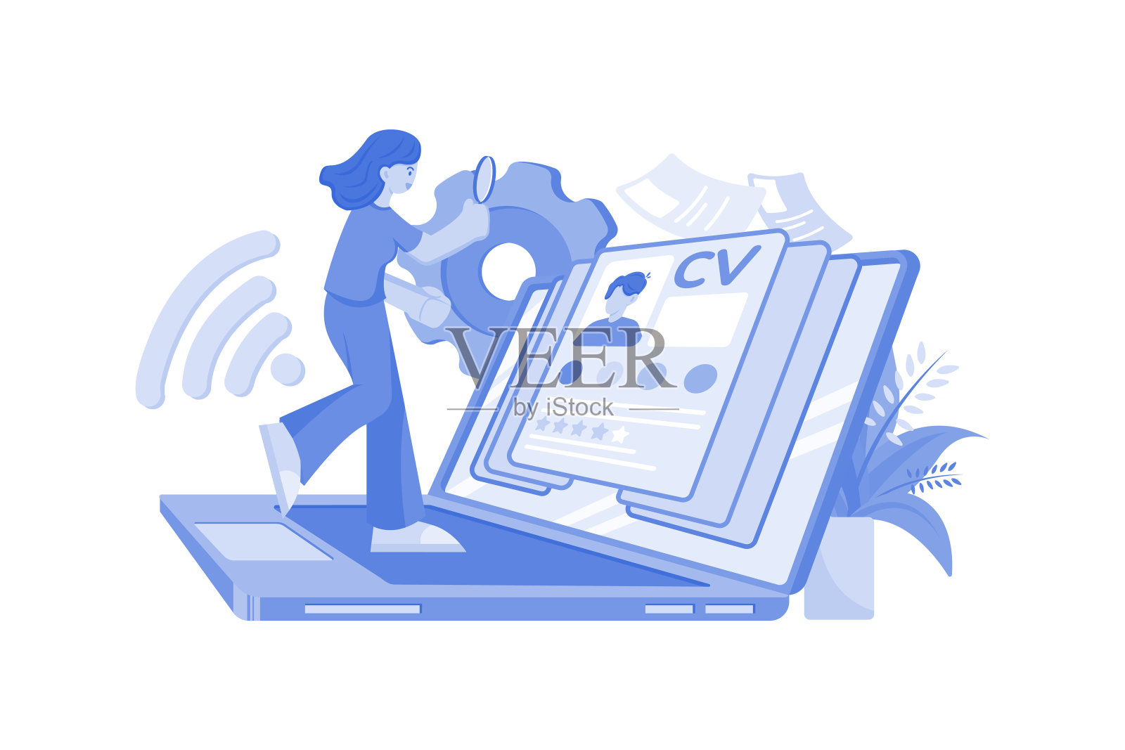 在线工作研究插图概念在白色背景插画图片素材