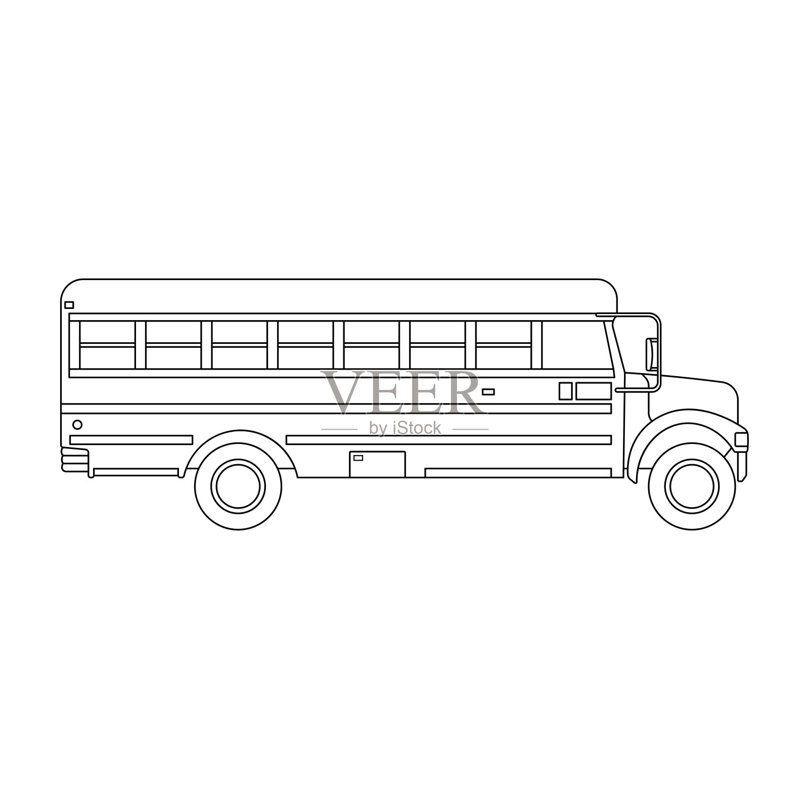 手绘的孩子画卡通矢量插图可爱的校车图标孤立的白色插画图片素材