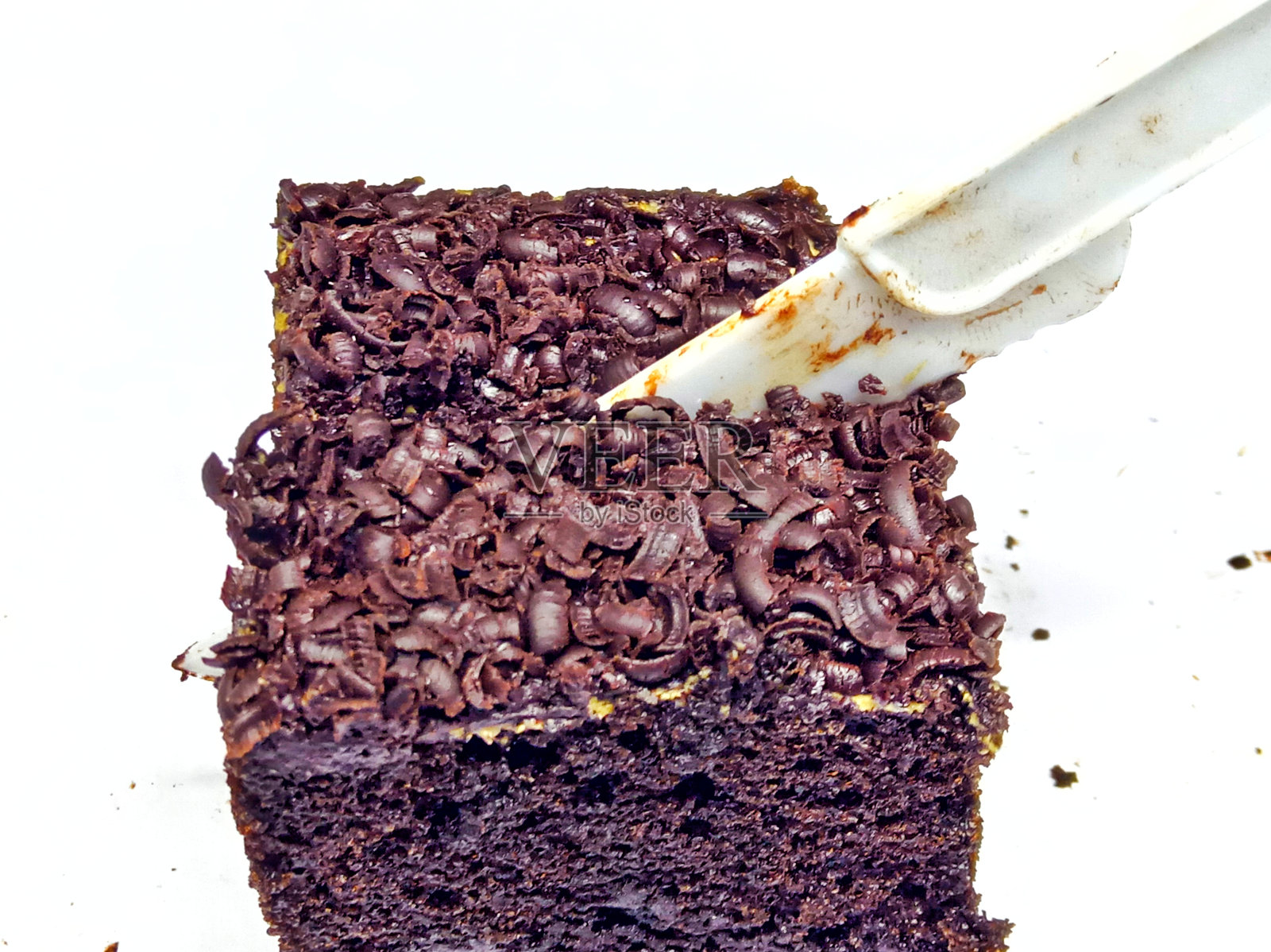 巧克力蛋糕片的特写照片摄影图片