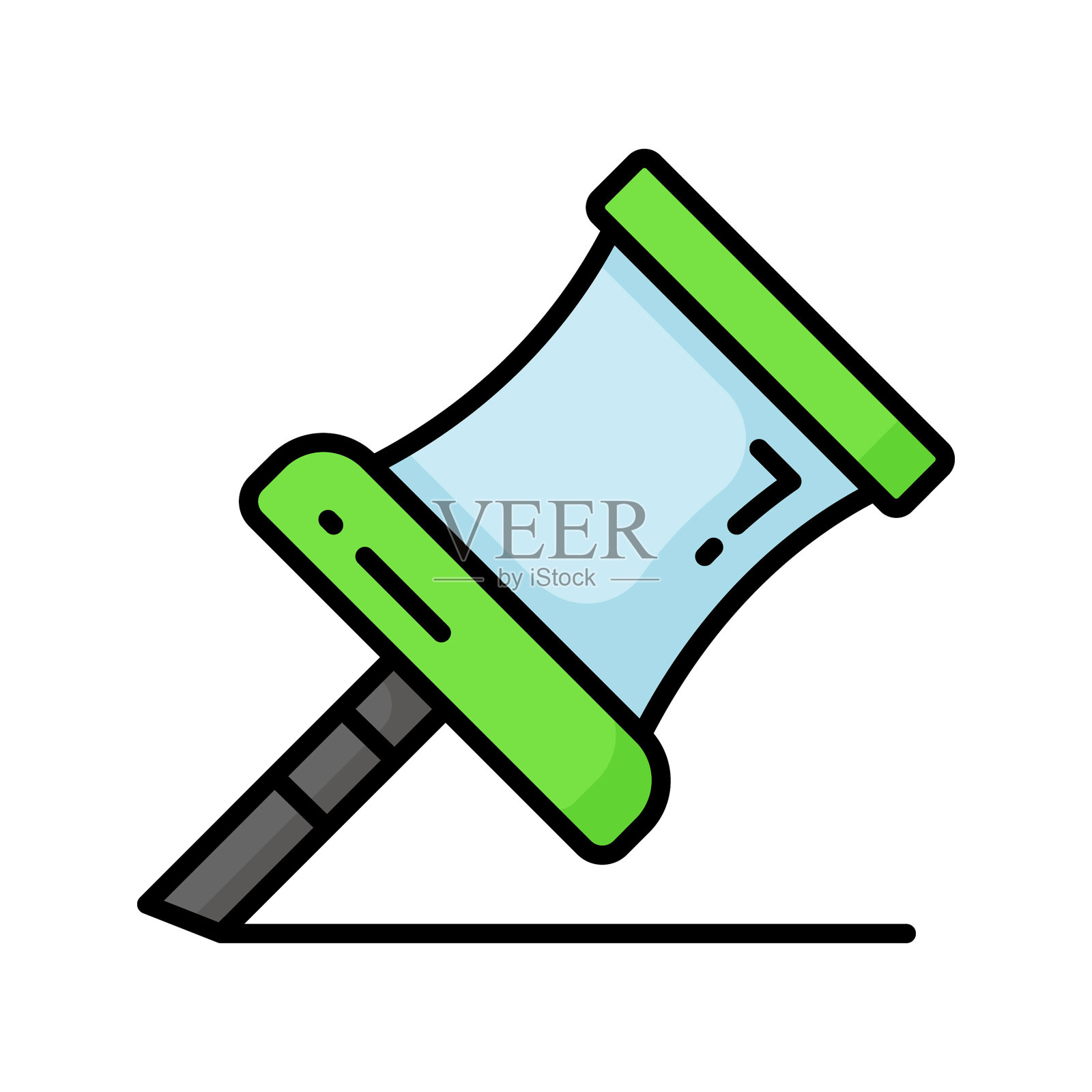 时髦的矢量图钉在现代风格，准备使用图标。插画图片素材