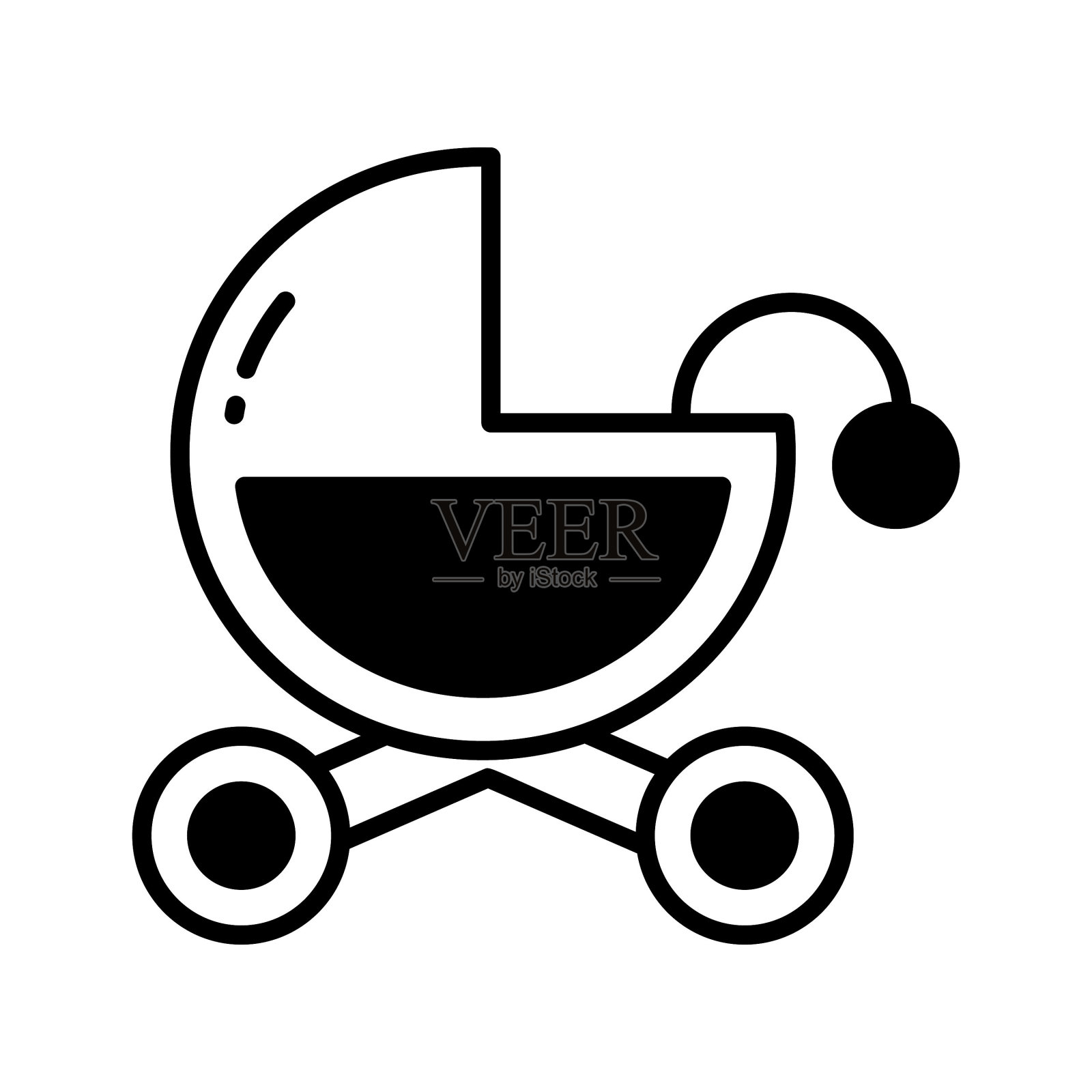 检查这个美丽的图标婴儿车，婴儿车矢量设计。插画图片素材