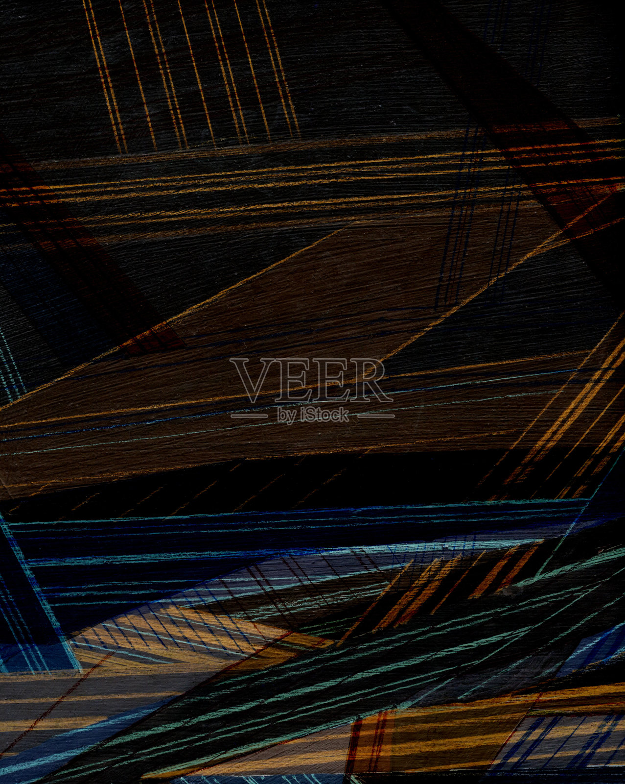 抽象花卉与蓝色和白色条纹图案的背景。动态和丰富多彩的设计表达插画图片素材