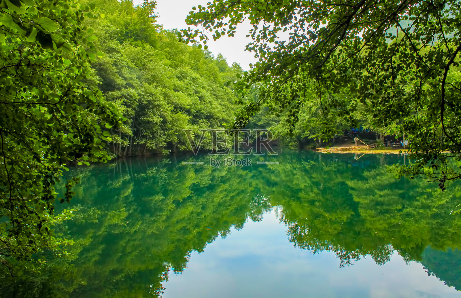 湖隐藏在森林里。火鸡Bolu Yedigoller。户外湖景照片摄影图片