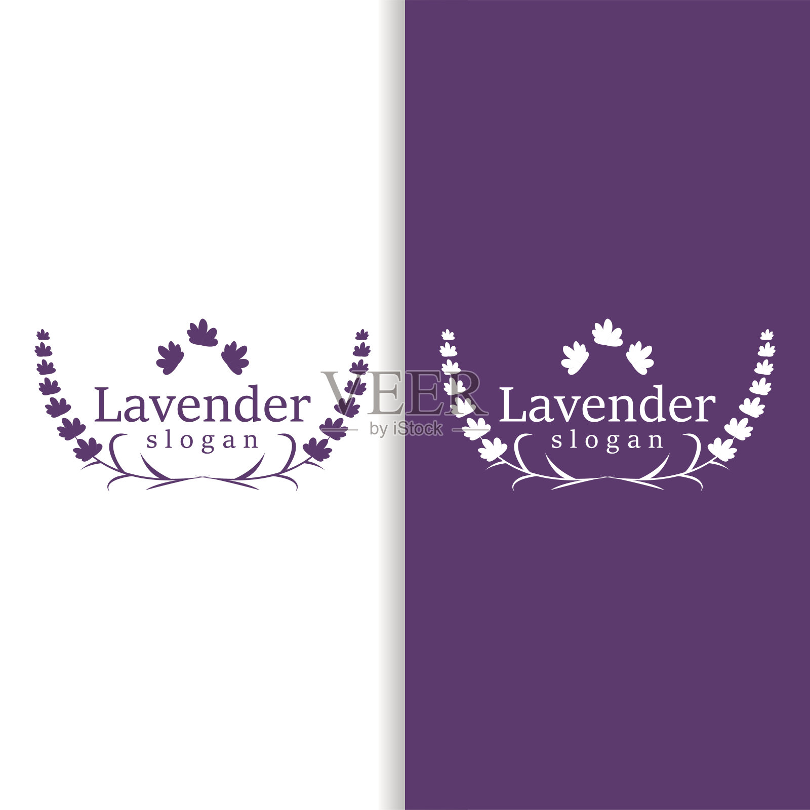 薰衣草标志优雅的紫色花卉植物插图花卉装饰设计插画图片素材