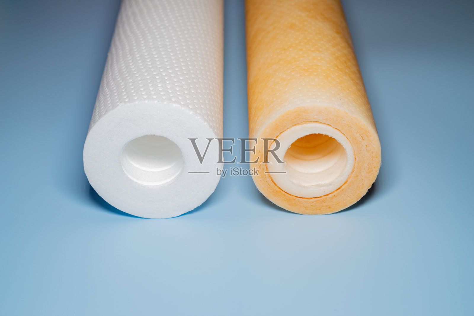 水滤芯，通用沉淀物过滤器，新旧过滤器的比较，水质概念照片摄影图片