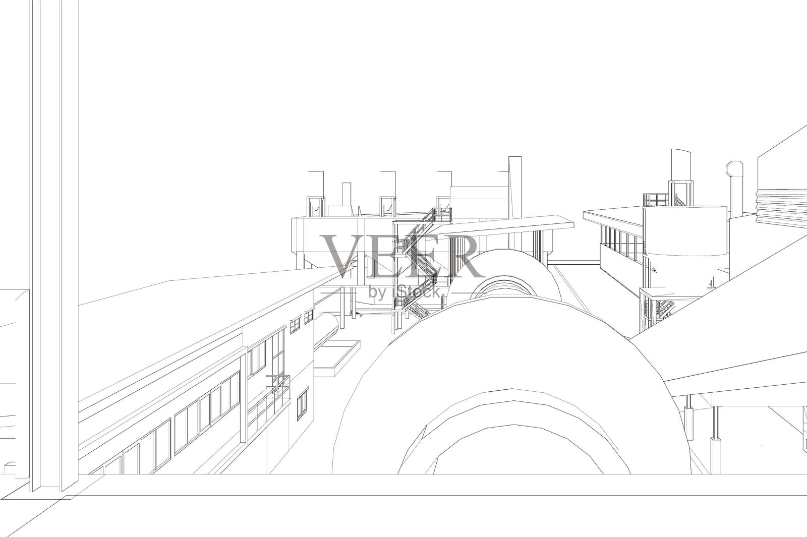 工业建筑的三维插图照片摄影图片
