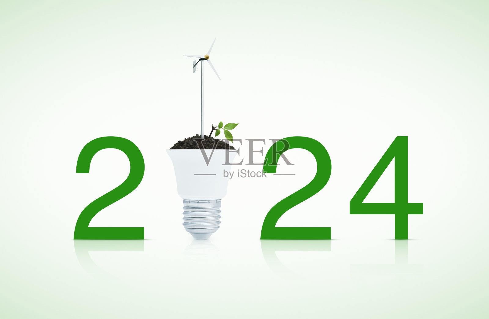 2024绿色生态节能理念新年快乐照片摄影图片