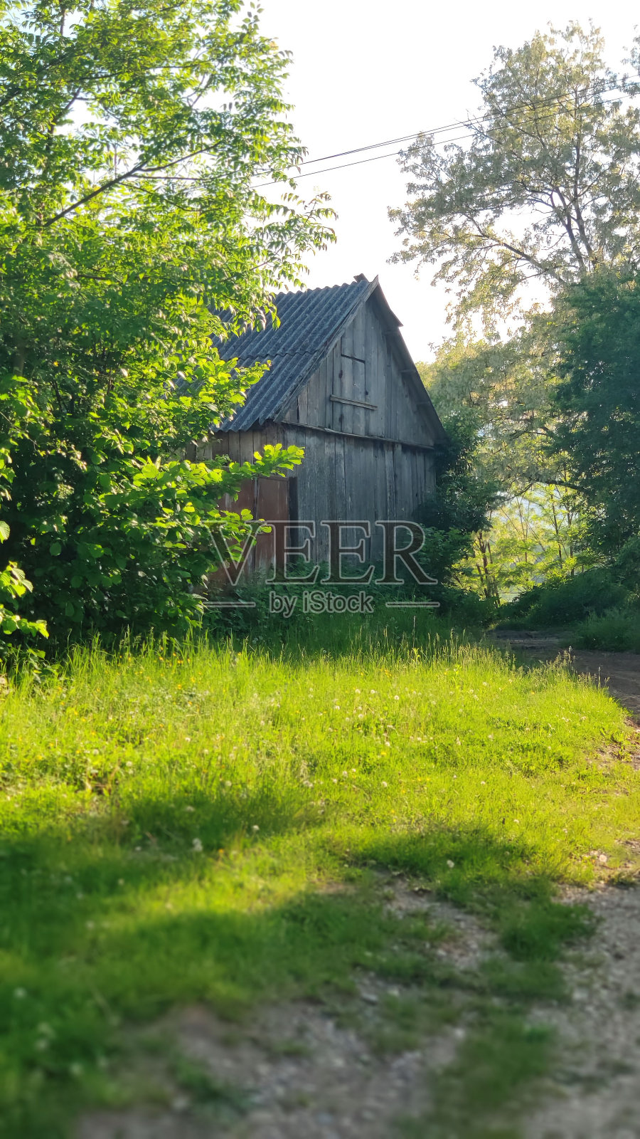 乡村景观。小木屋的景色照片摄影图片