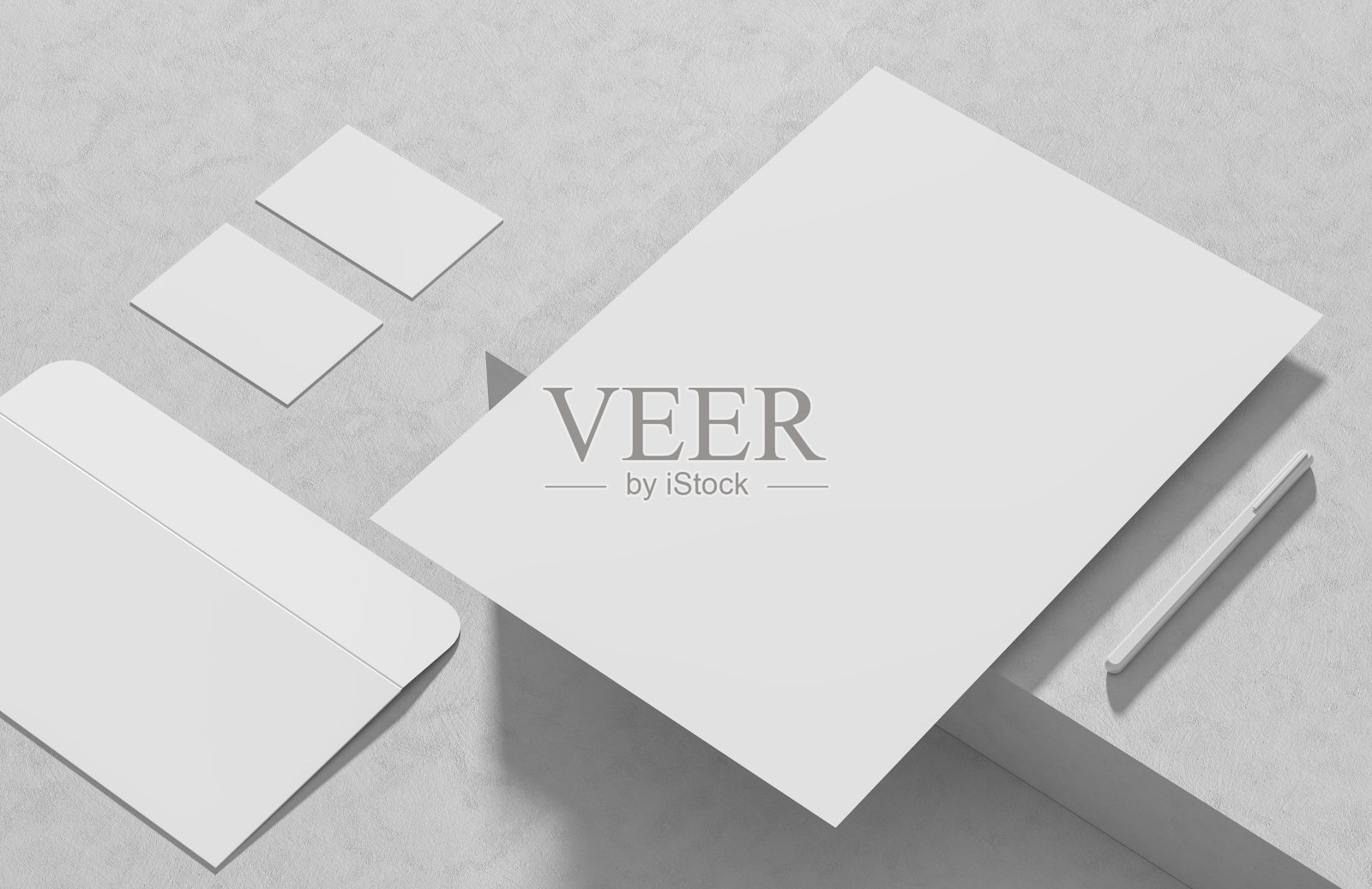 企业形象文具模拟孤立在现代风格的白色背景。模仿品牌形象。三维演示照片摄影图片