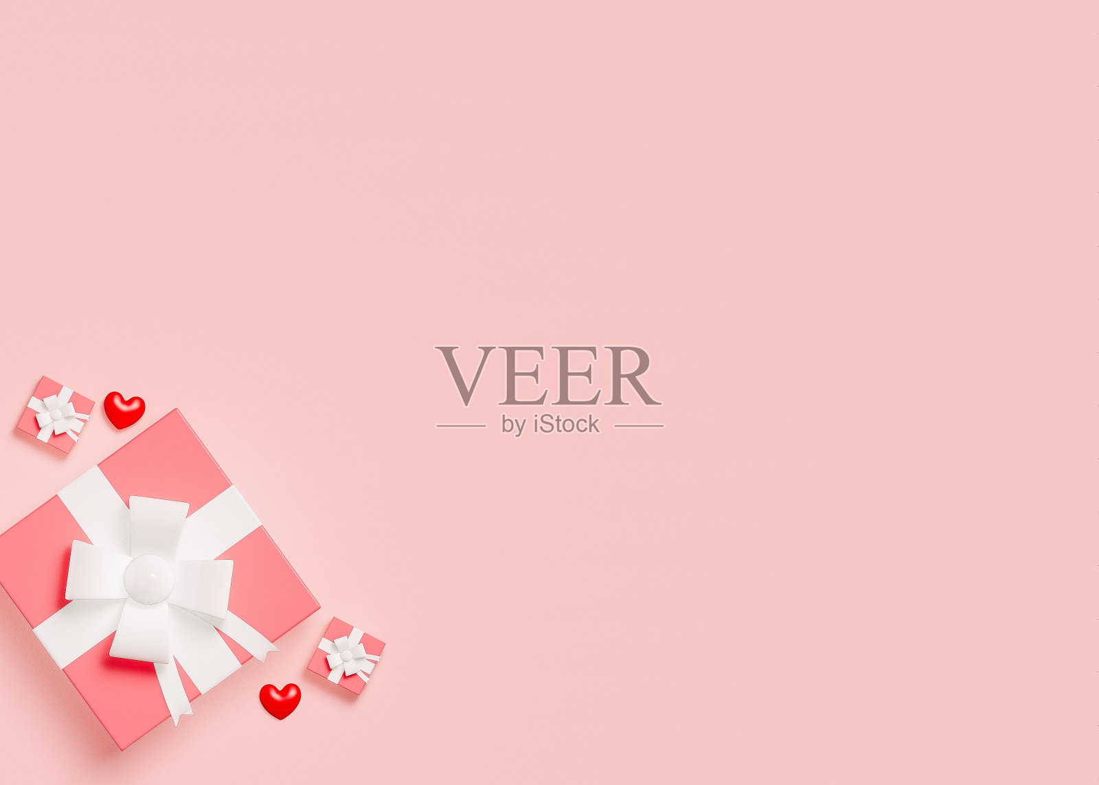 情人节佳节用爱心和文字空间，3D插画插画图片素材